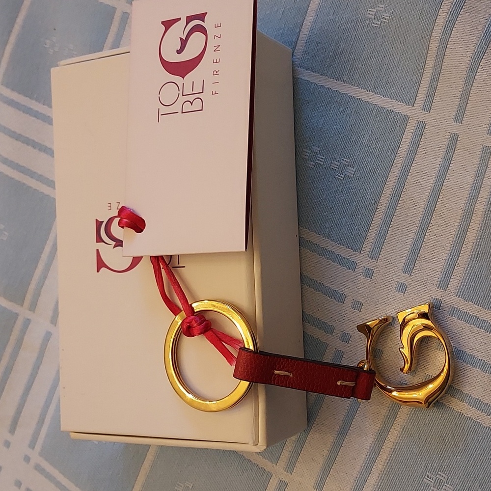NIB Italian Leather Keychain